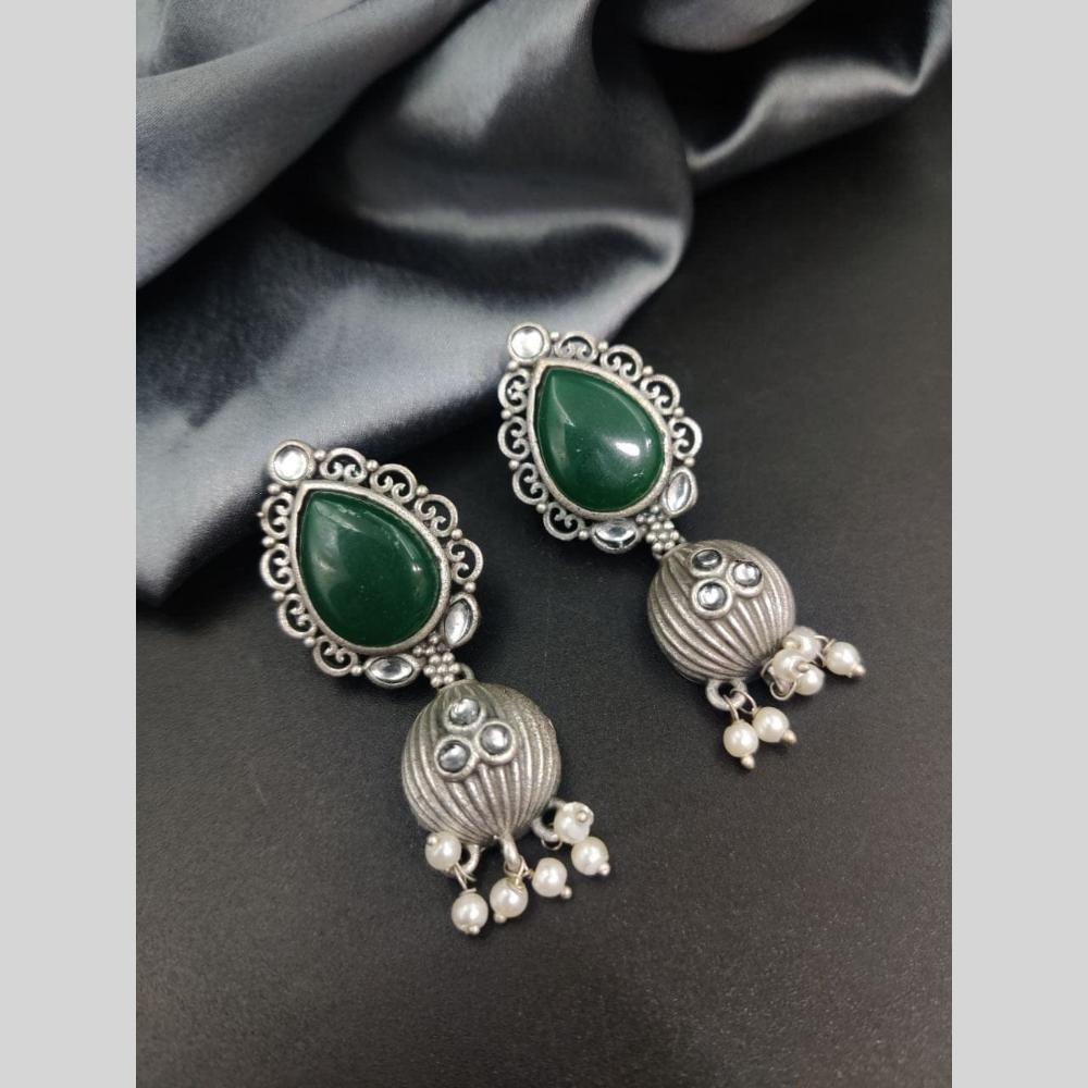 Maharani Jewels Rhodium Plated Pearl Jhumki Earrings