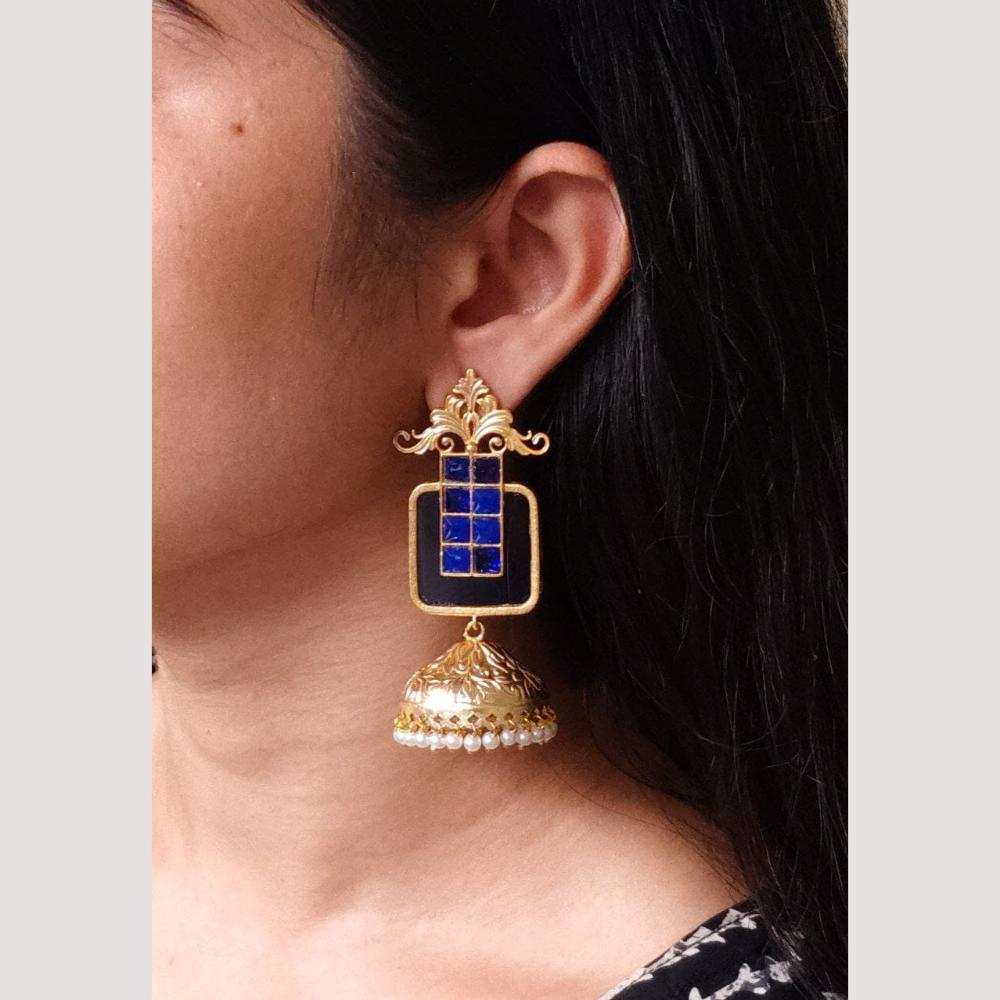 Maharani Jewels Classic Pota Stone Pearl Jhumki Earrings