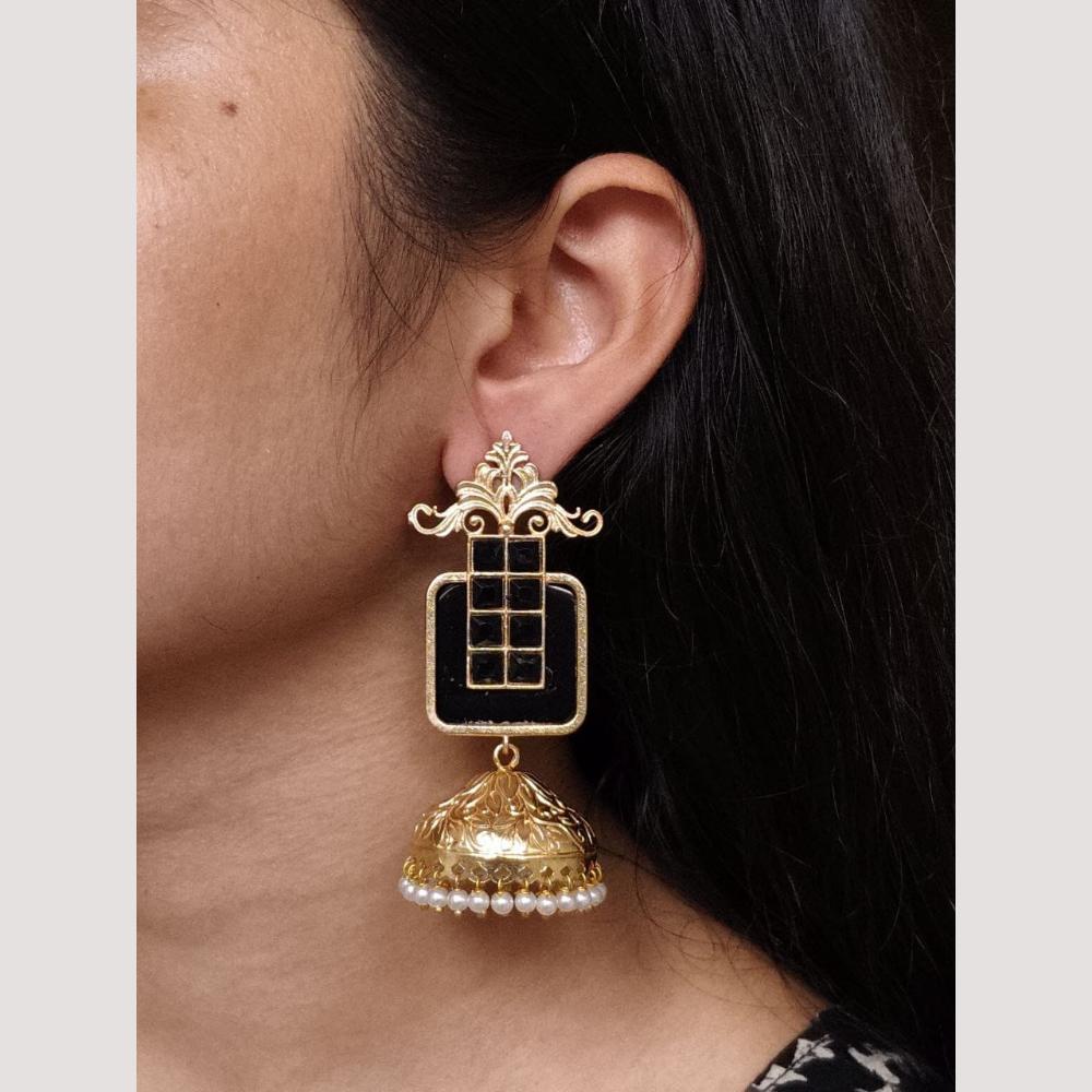Maharani Jewels Classic Pota Stone Pearl Jhumki Earrings