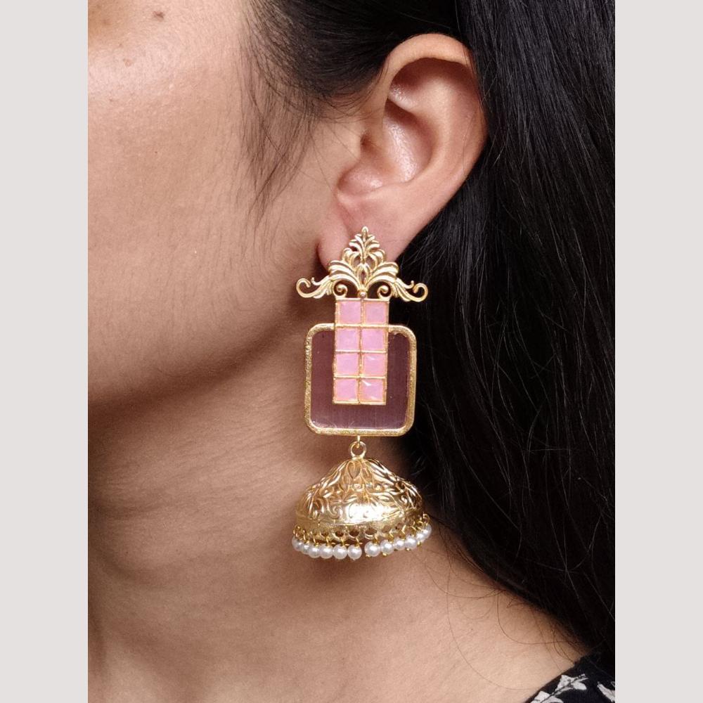 Maharani Jewels Classic Pota Stone Pearl Jhumki Earrings