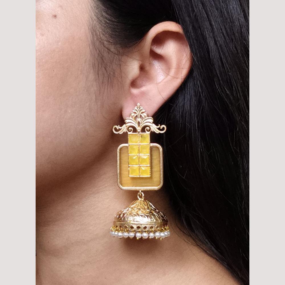 Maharani Jewels Classic Pota Stone Pearl Jhumki Earrings