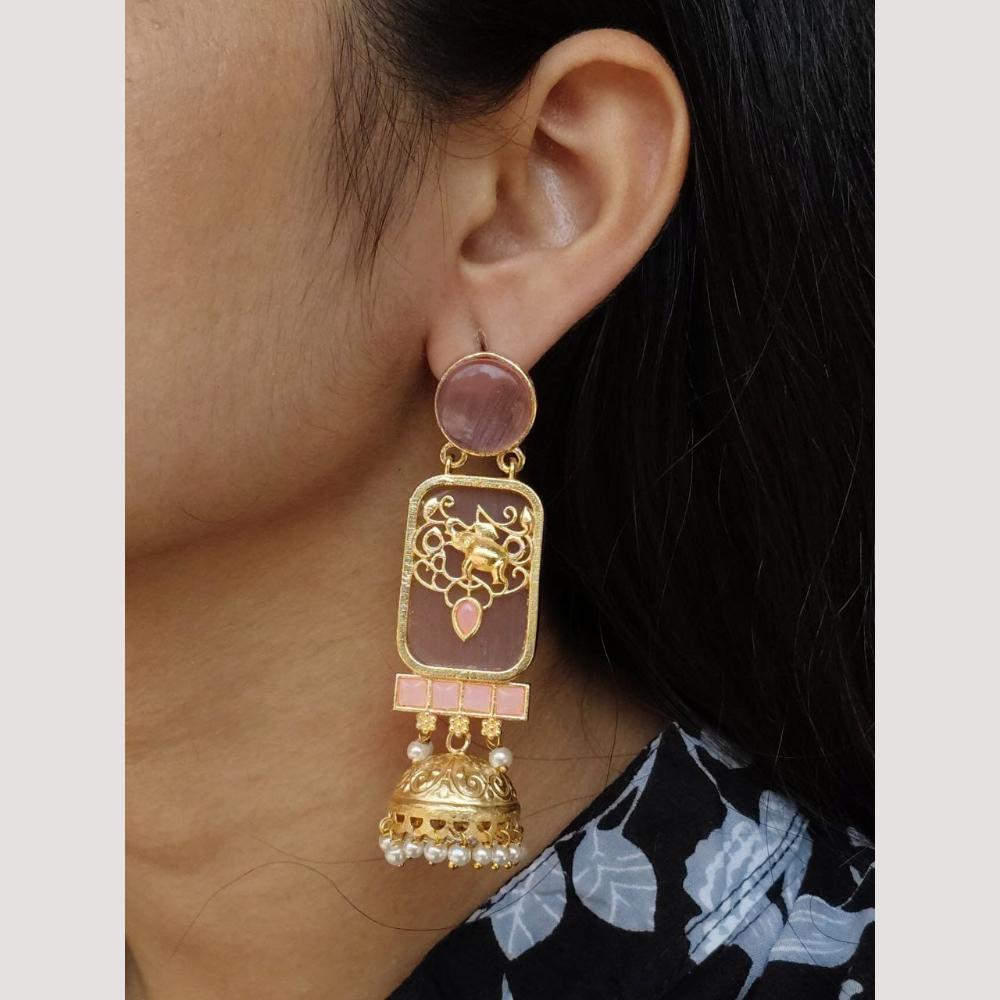 Maharani Jewels Classic Pota Stone Pearl Jhumki Earrings