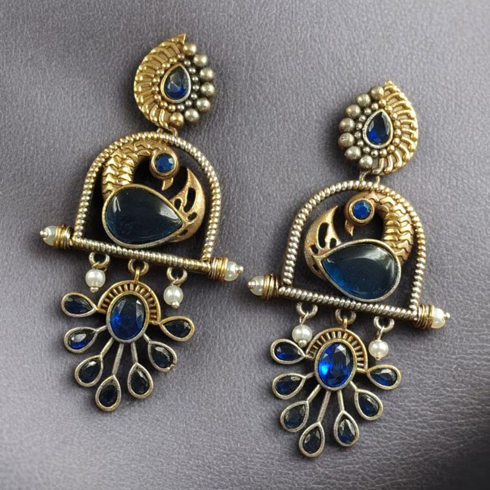 Maharani Jewels Designer Pota Stone And Pearl Dangler Earrings