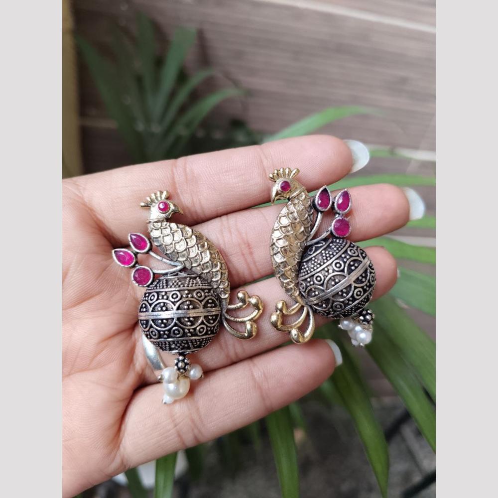 Maharani Jewels 2 Tone Plated Pota Stone And Pearl Dangler Earrings