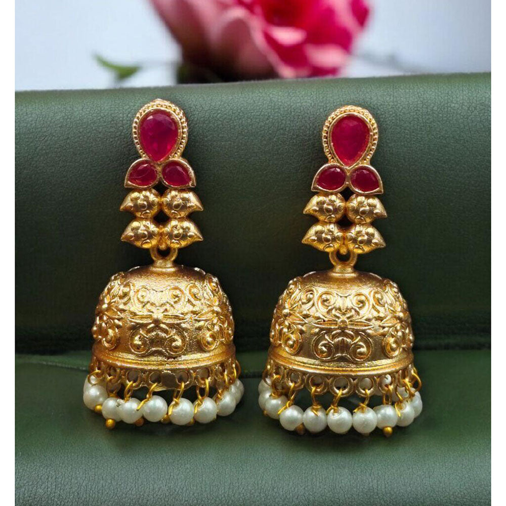Maharani Jewels Grace Pota Stone And Pearl Jhumki Earrings
