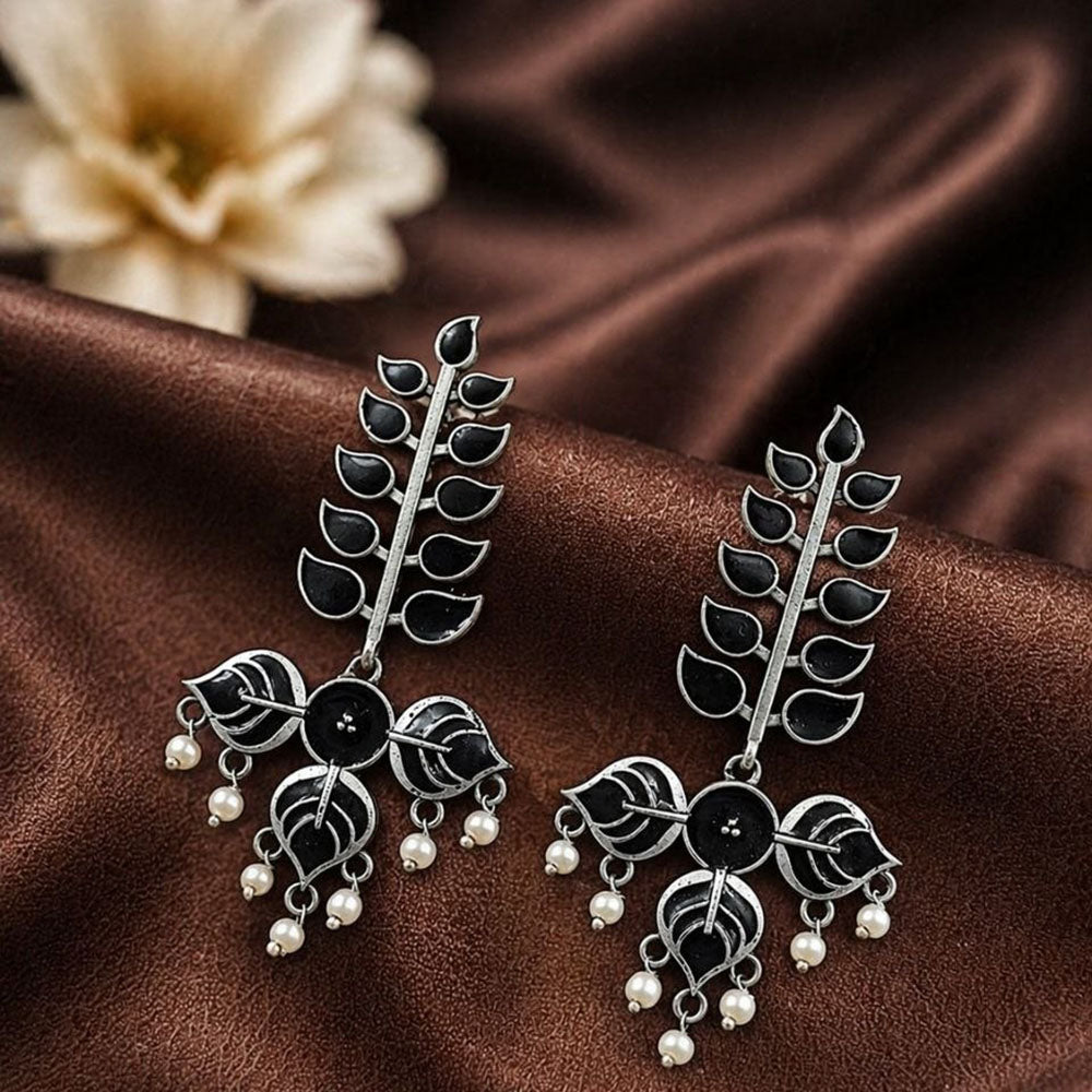 Maharani Jewels Oxidised Meenakari Pearl Dangler Earrings for Women