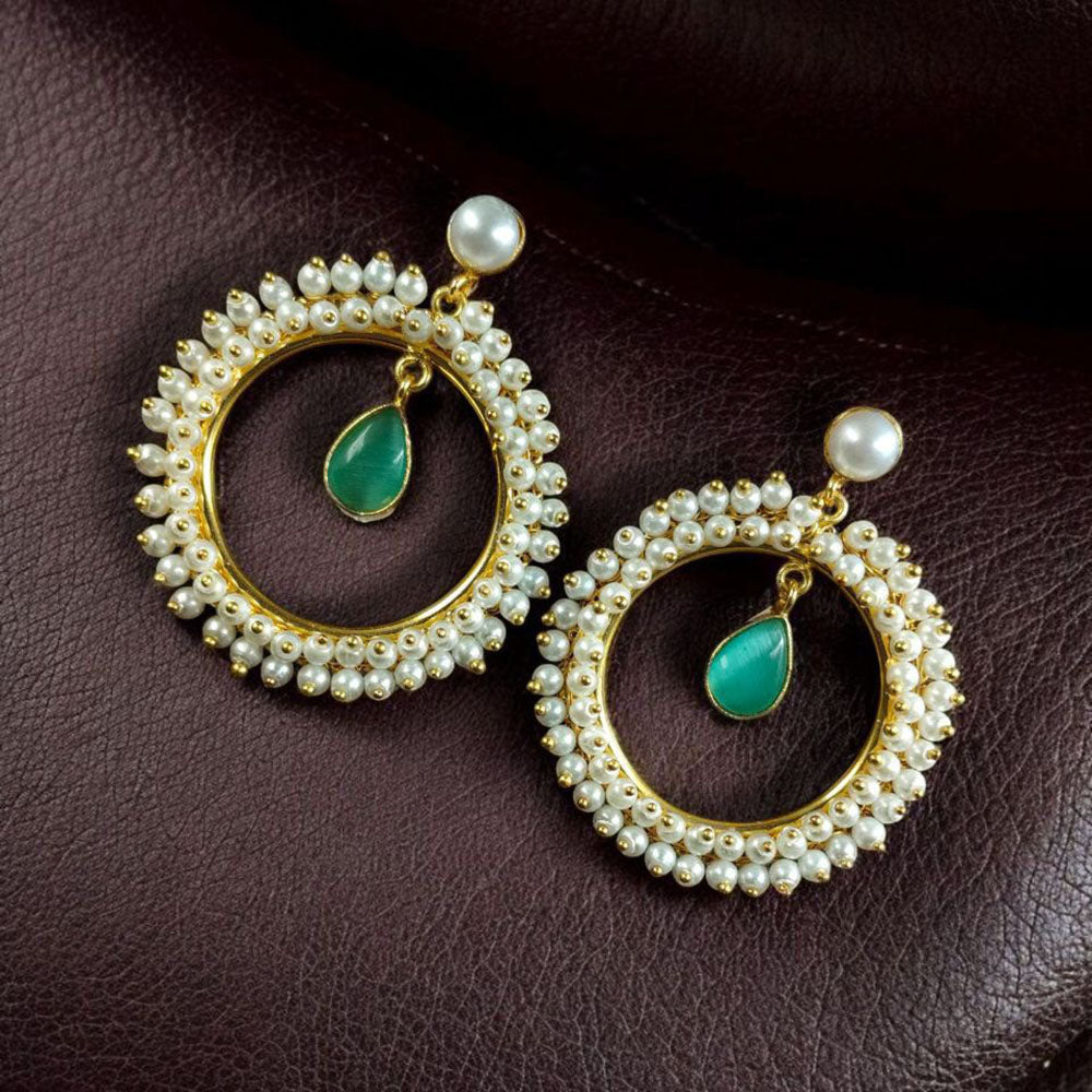 Maharani Jewels Elegance Pota Stone And Pearl Dangler Earrings