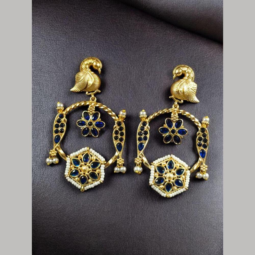 Maharani Jewels Festive Wear Pota Stone And Pearl Brid Dangler Earrings