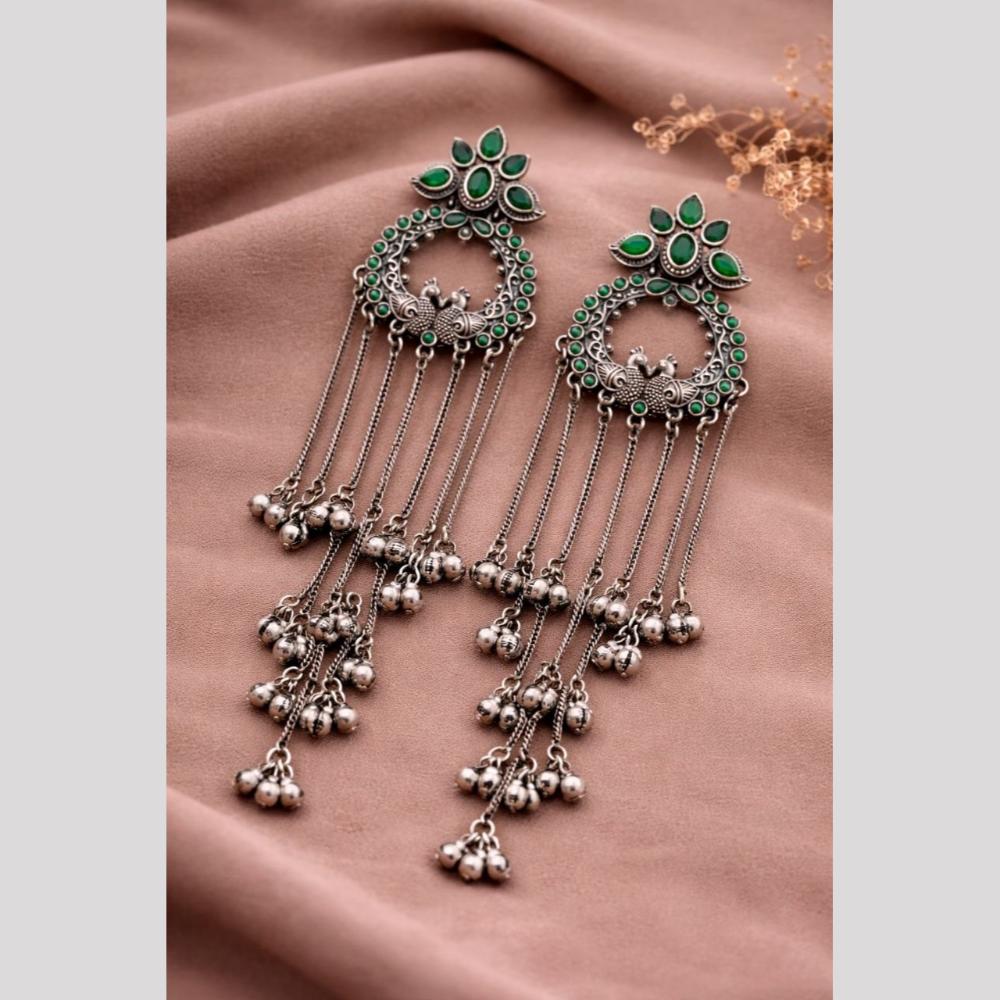 Maharani Jewels Elegance Pota Stone And Ghungroo Khasmiri Dangler Earrings