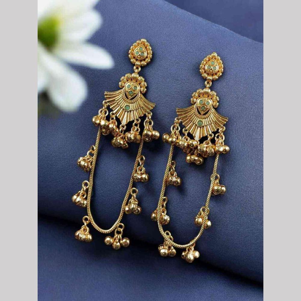 Maharani Jewels Inspired Gold Plated Pota Stone Dangler Earrings
