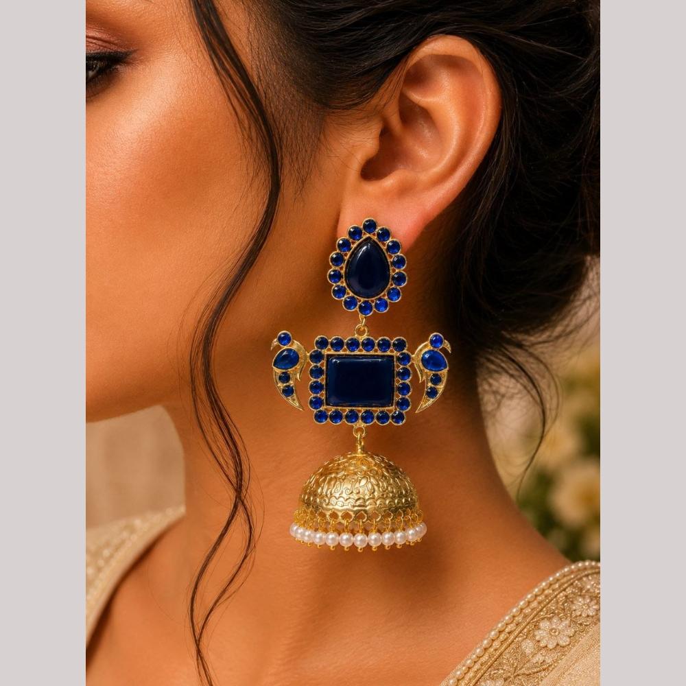 Maharani Jewels Classic Pota Stone Pearl Jhumki Earrings