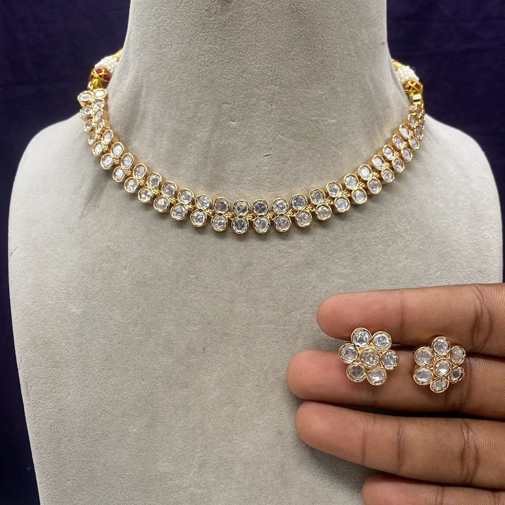 Royal Kundan Jewellery Gold Plated Polki Kundan Necklace Set
