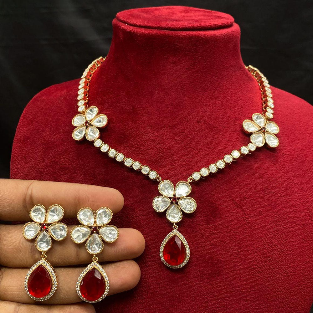 Royal Kundan Jewellery Gold Plated Polki Kundan Necklace Set