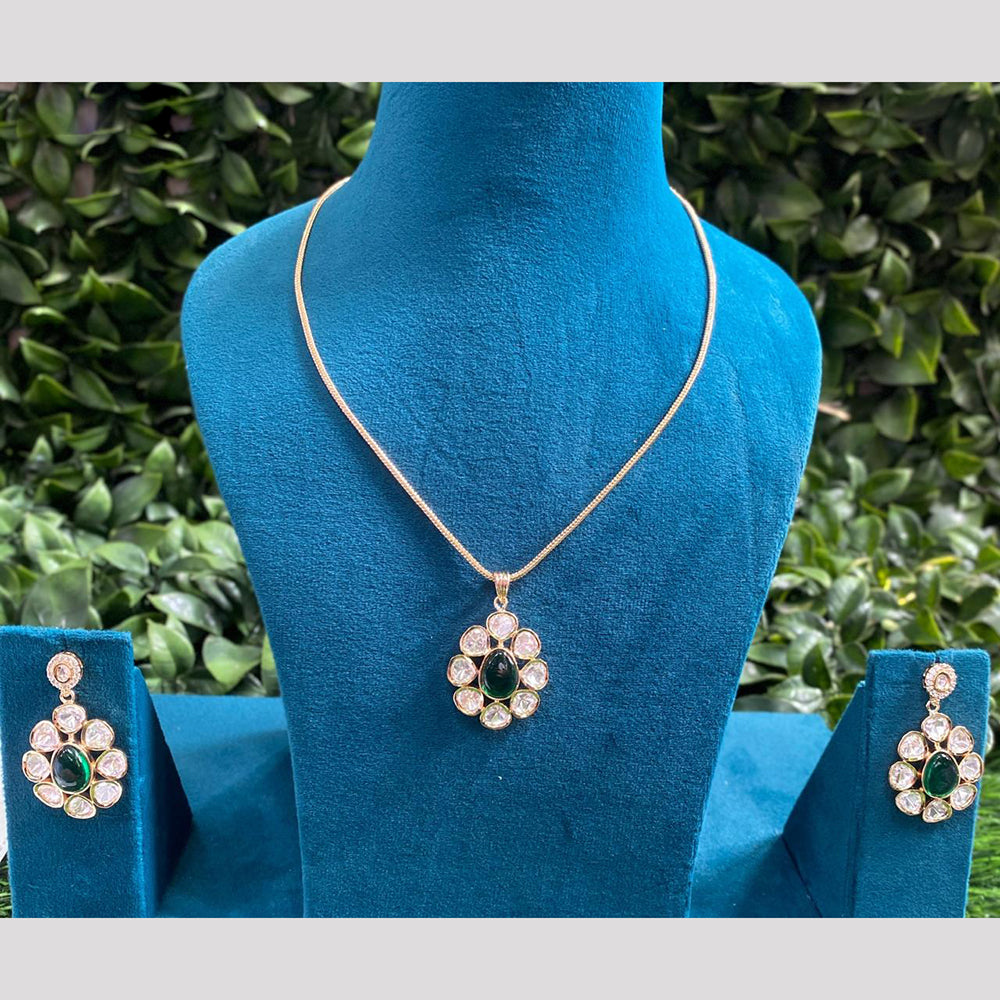 Royal Kundan Jewellery Gold Plated Polki Kundan Stone Chain Pendent Set