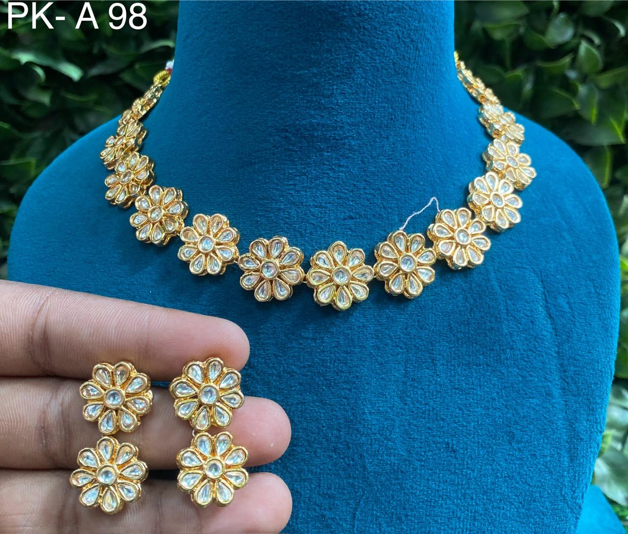Royal Kundan Jewellery Gold Plated Polki Kundan Necklace Set