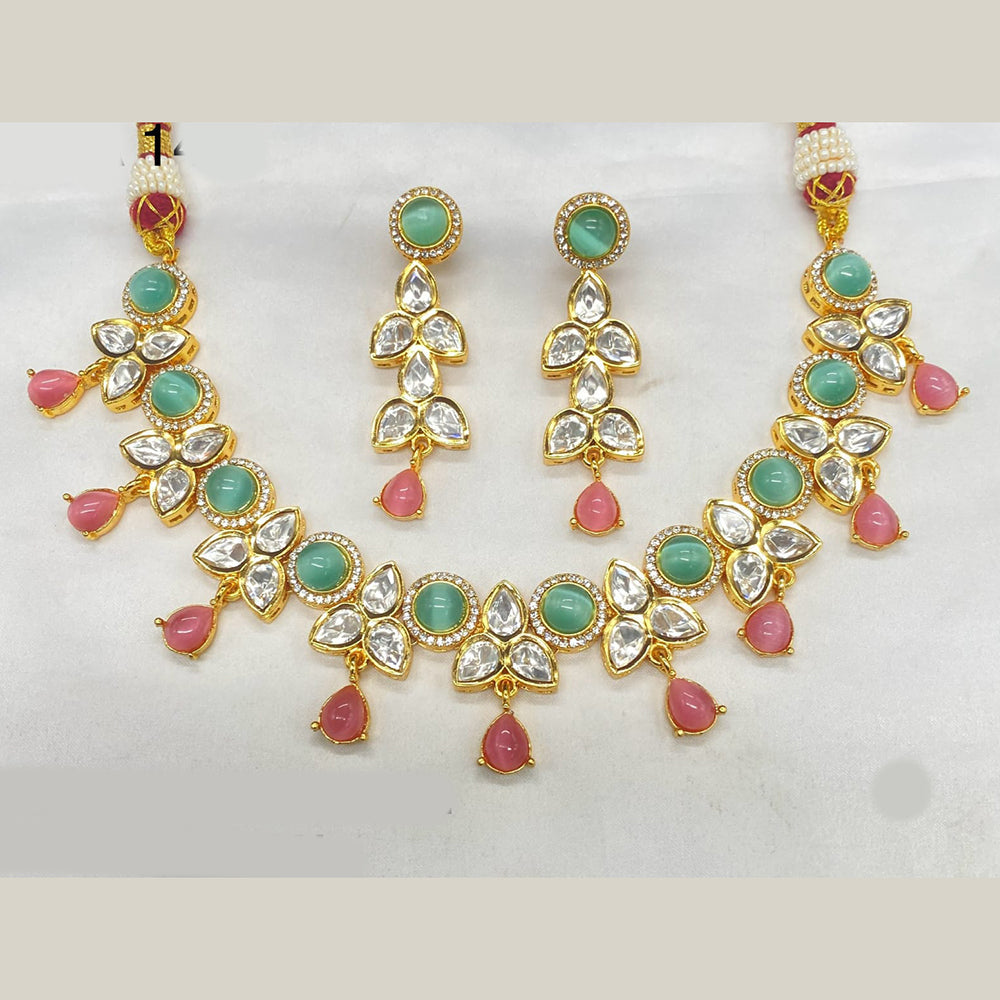 Royal Kundan Jewellery Gold Plated Polki Kundan And Austrian Stone Necklace Set