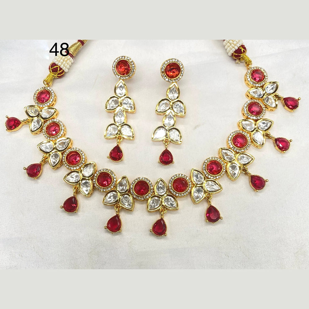 Royal Kundan Jewellery Gold Plated Polki Kundan And Austrian Stone Necklace Set