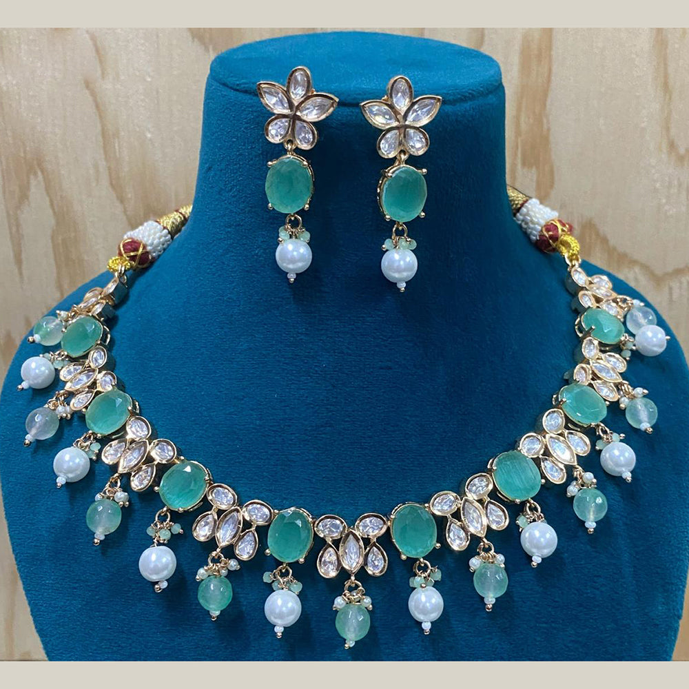 Royal Kundan Jewellery Gold Plated Polki Kundan And Beads Necklace Set