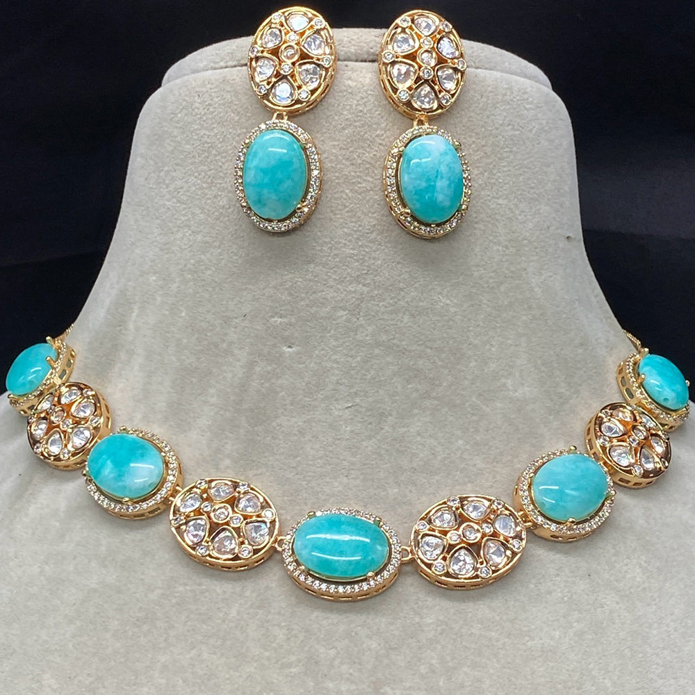 Royal Kundan Jewellery Gold Plated Polki Kundan And Austrian Stone Necklace Set