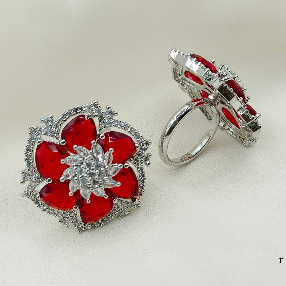 Royal Kundan Jewellery Silver Plated AD Stone Finger Ring