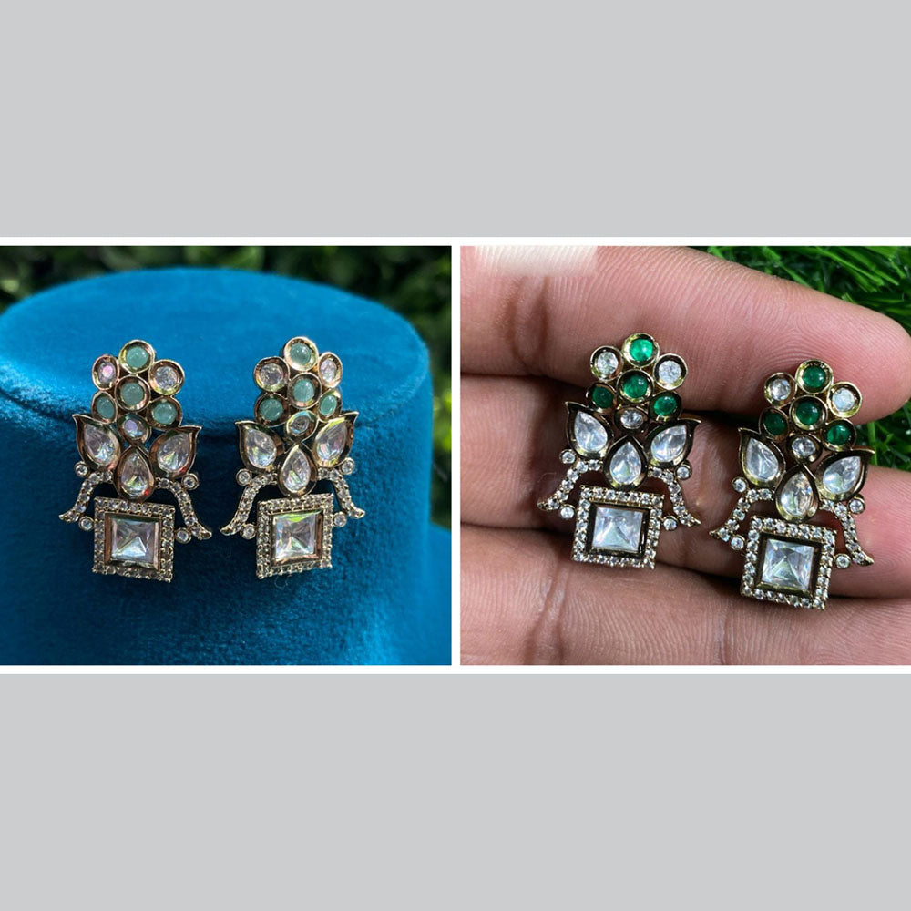 Royal Kundan Jewellery Gold Plated Crystal Stone Dangler Earrings