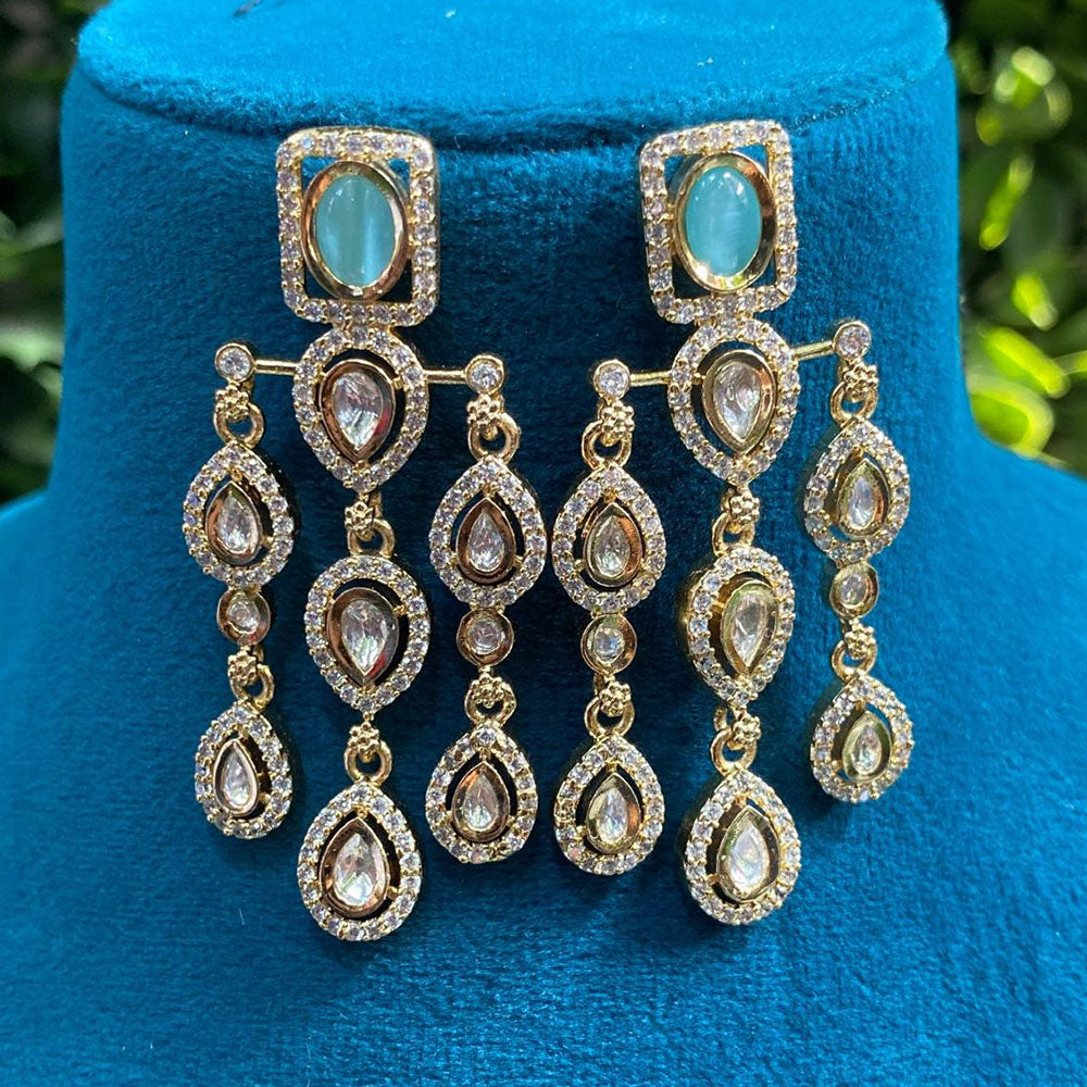 Royal Kundan Jewellery Gold Plated Crystal Stone Dangler Earrings
