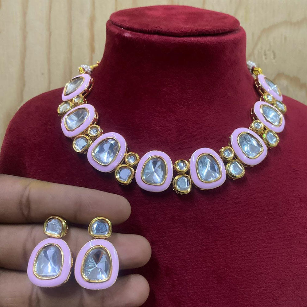 Royal Kundan Jewellery Gold Plated Crystal Stone Necklace Set