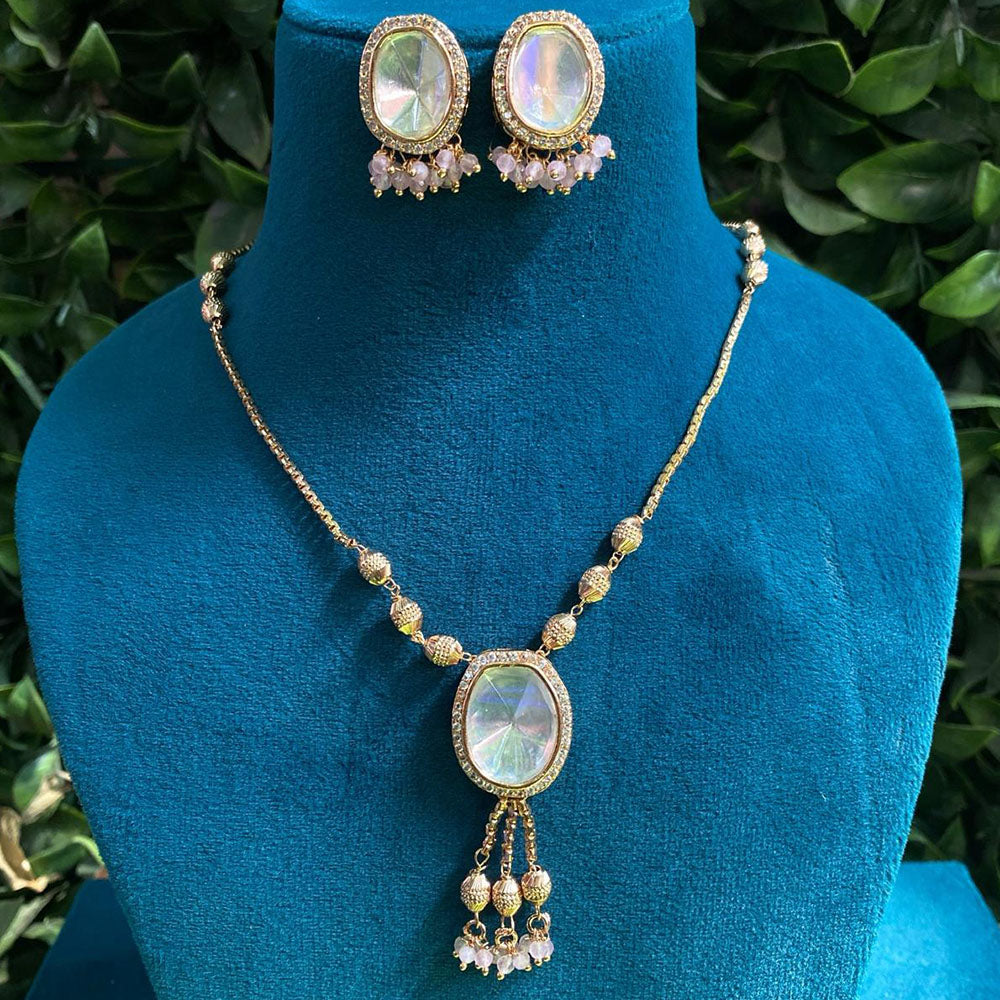 Royal Kundan Jewellery Gold Plated Crystal Stone Necklace Set
