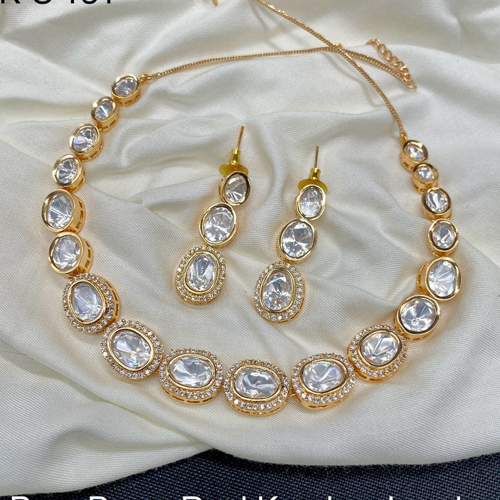 Royal Kundan Jewellery Gold Plated Polki Kundan Necklace Set
