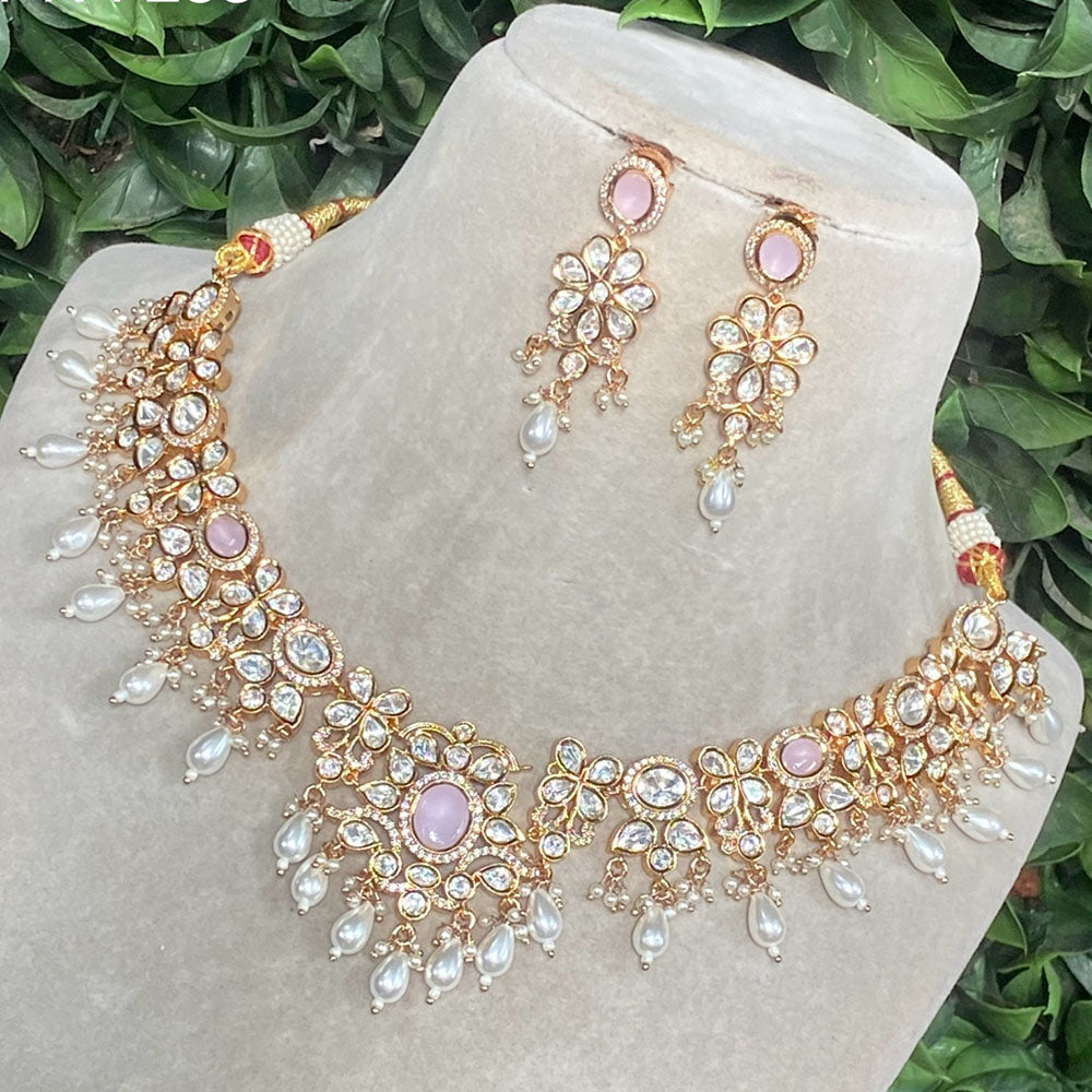 Royal Kundan Jewellery Gold Plated Polki Kundan And Pearls Necklace Set