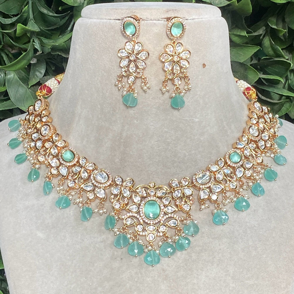 Royal Kundan Jewellery Gold Plated Polki Kundan And Pearls Necklace Set