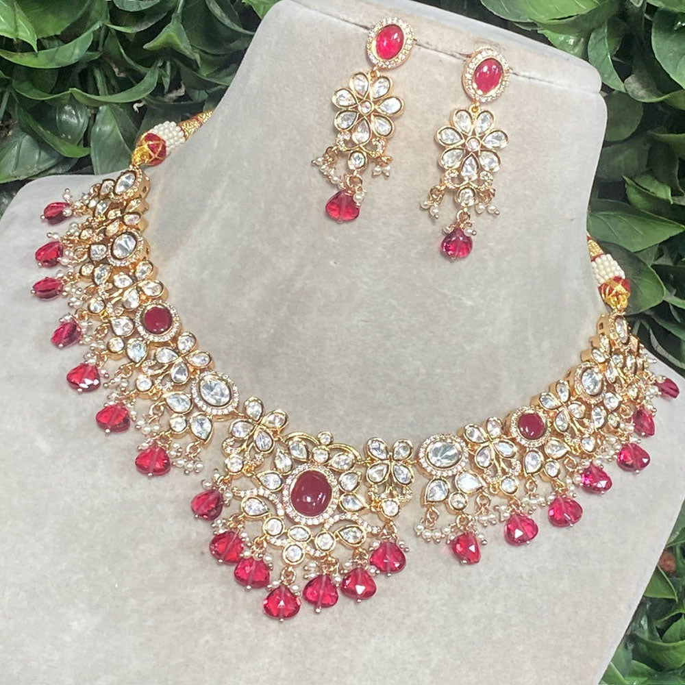Royal Kundan Jewellery Gold Plated Polki Kundan And Pearls Necklace Set