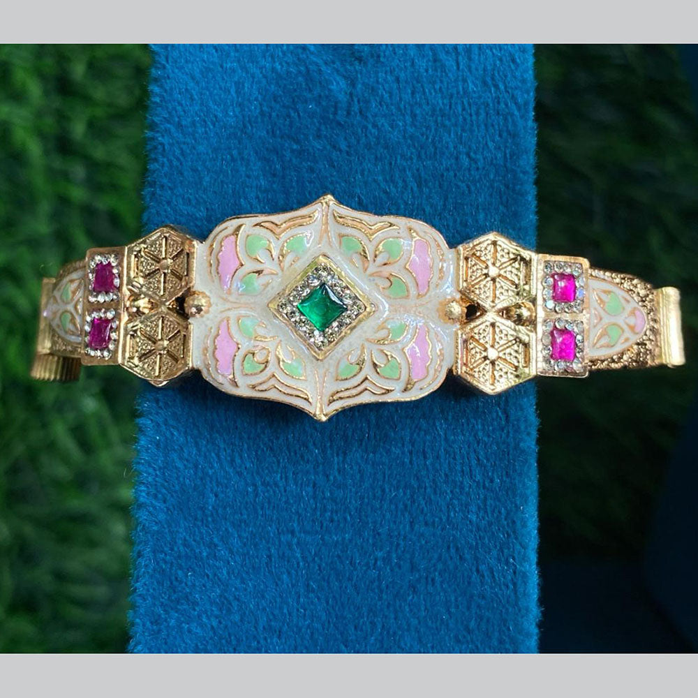 Royal Kundan Jewellery Gold Plated Pota Stone Meenakari Openbale kada