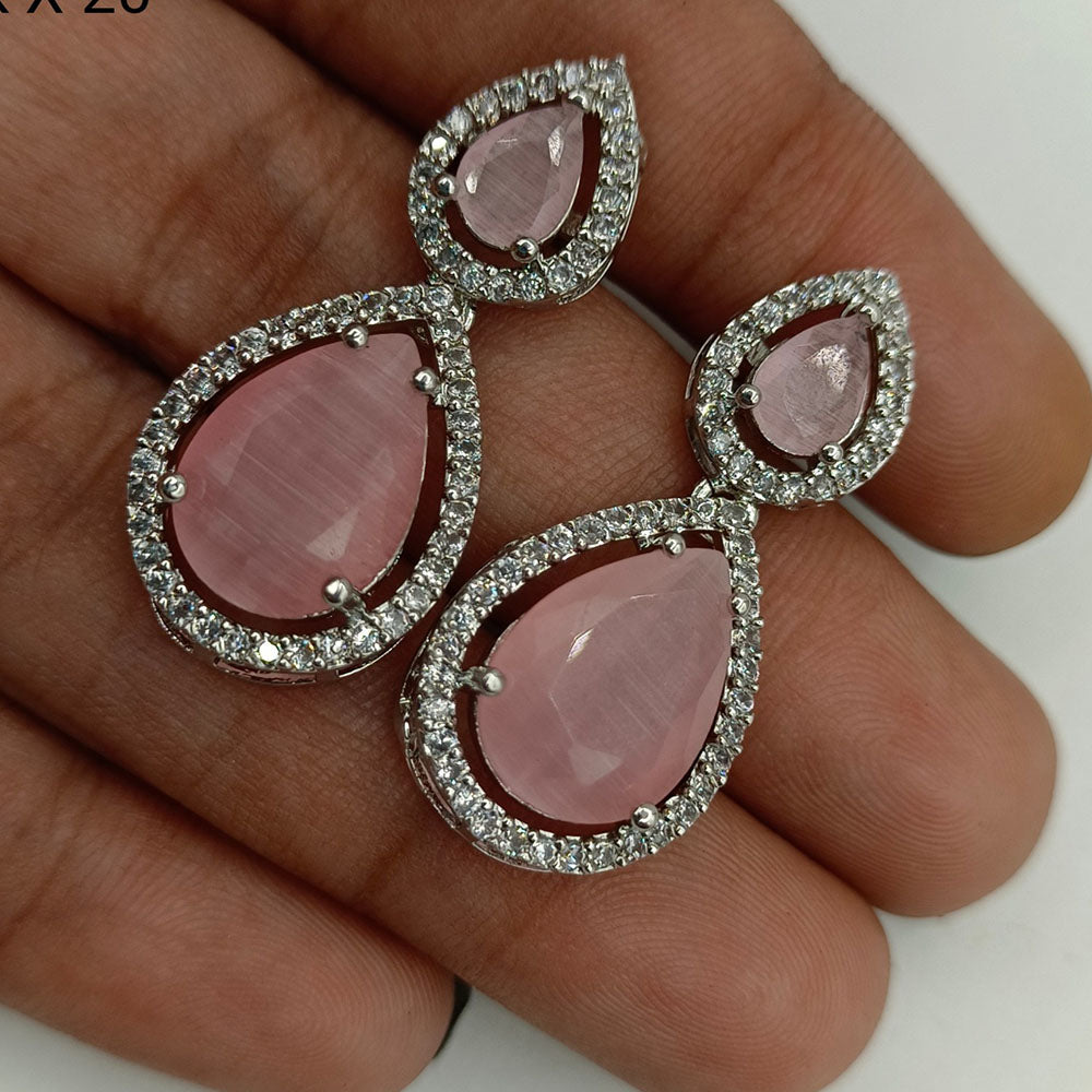 Royal Kundan Jewellery Silver Plated Austrian Stone Dangler Earrings