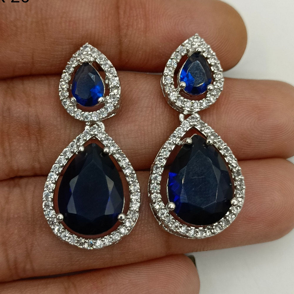 Royal Kundan Jewellery Silver Plated Austrian Stone Dangler Earrings