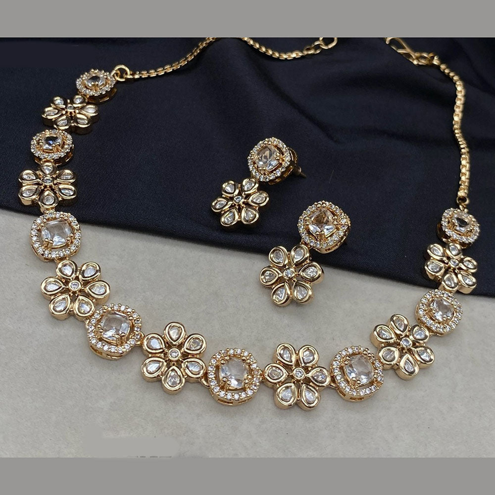 Royal Kundan Jewellery Gold Plated Polki Kundan Necklace Set