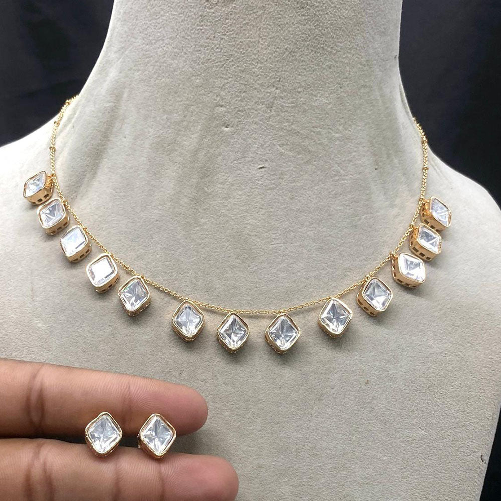 Royal Kundan Jewellery Gold Plated Polki Kundan Necklace Set