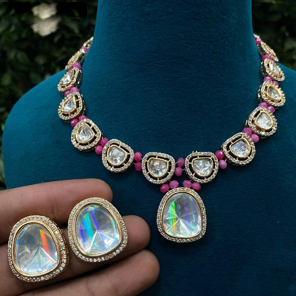 Royal Kundan Jewellery Gold Plated Polki Kundan Necklace Set