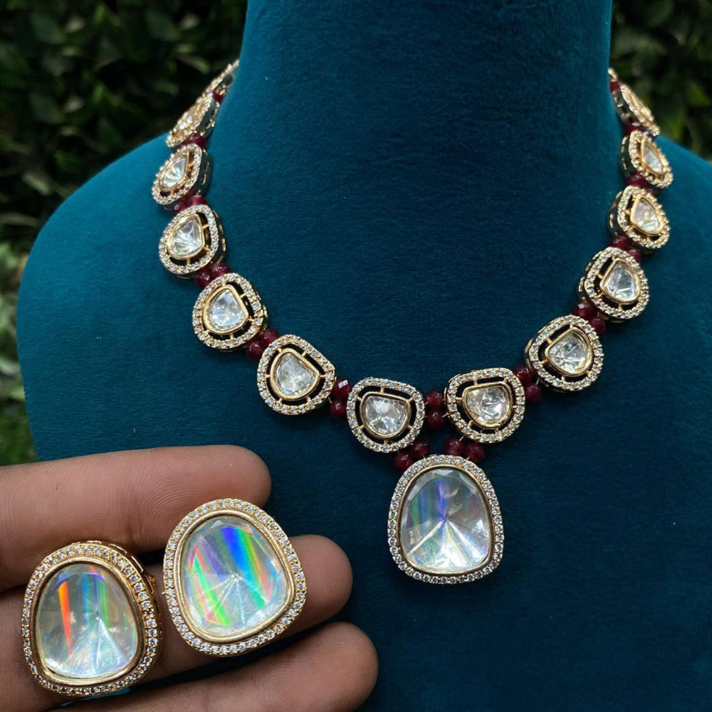 Royal Kundan Jewellery Gold Plated Polki Kundan Necklace Set
