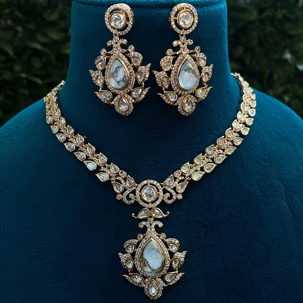 Royal Kundan Jewellery Gold Plated Polki Kundan Necklace Set