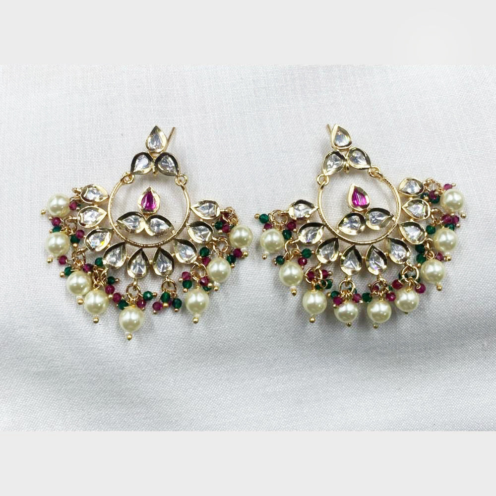 Royal Kundan Jewellery Gold Plated Crystal Stone Dangler Earrings