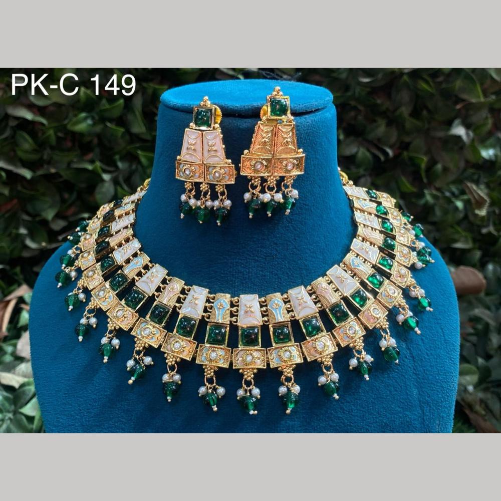 Royal Kundan Jewellery Gold Plated Crystal Stone Necklace Set