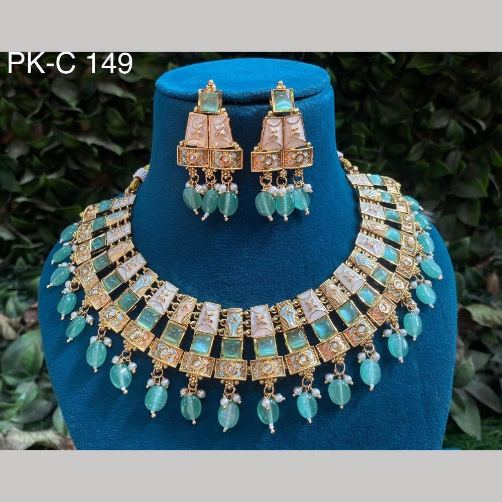 Royal Kundan Jewellery Gold Plated Crystal Stone Necklace Set