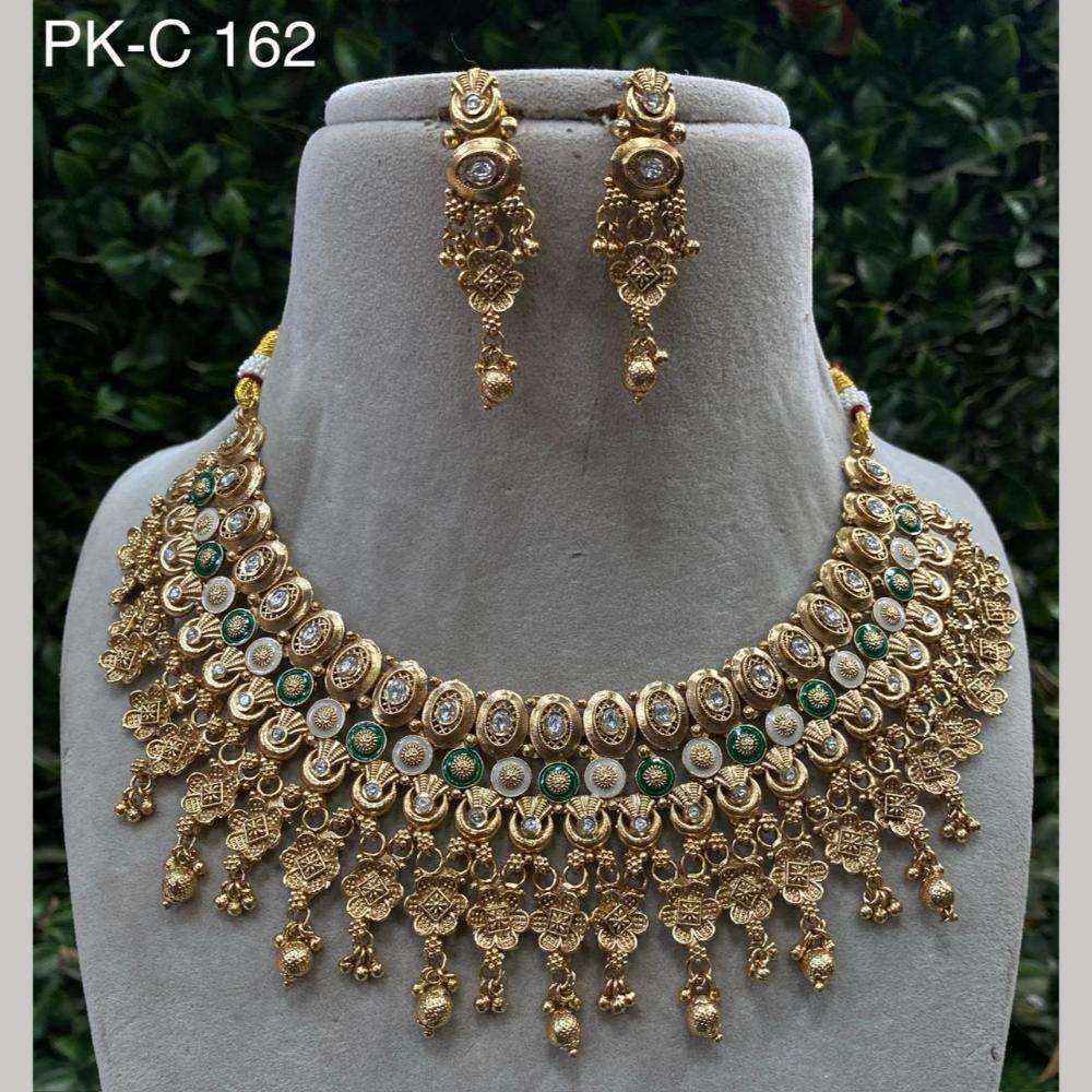 Royal Kundan Jewellery Gold Plated Crystal Stone Necklace Set