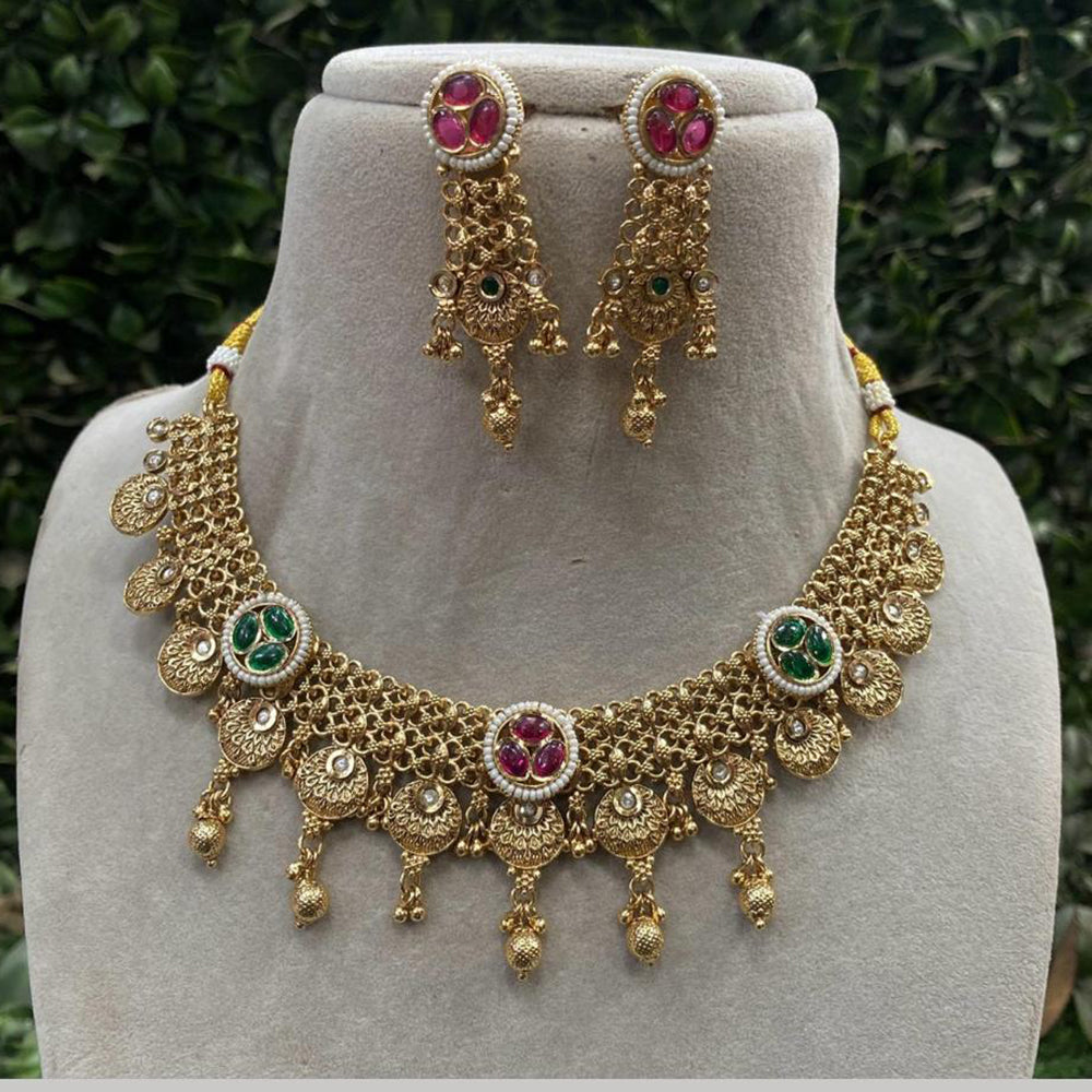 Royal Kundan Jewellery Gold Plated Crystal Stone Necklace Set