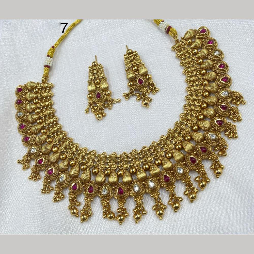 Royal Kundan Jewellery Gold Plated Crystal Stone Necklace Set