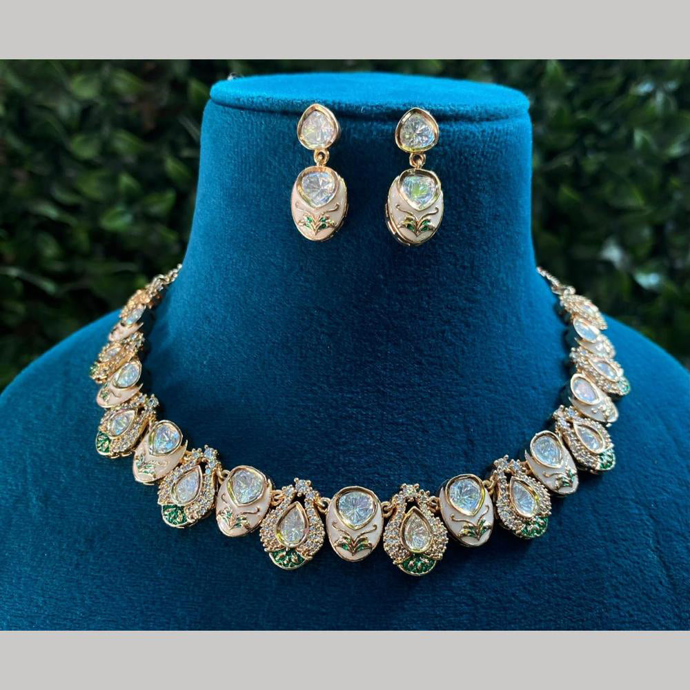 Royal Kundan Jewellery Gold Plated Kundan Stone Necklace Set