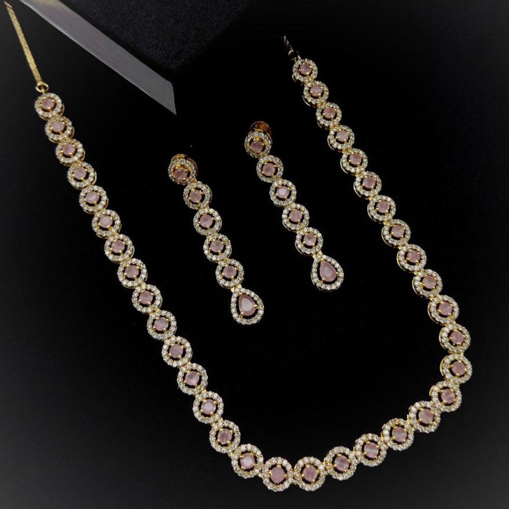 Royal Kundan Jewellery Gold Plated Crystal Stone Necklace Set