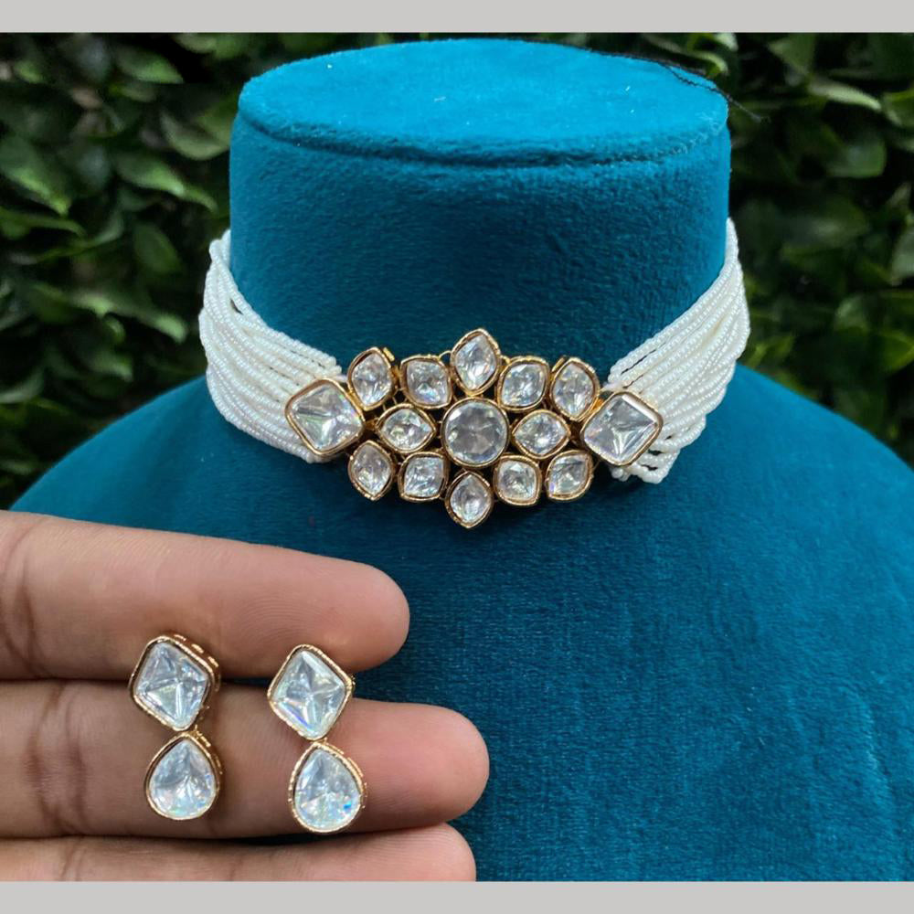 Royal Kundan Jewellery Gold Plated Crystal Stone Necklace Set