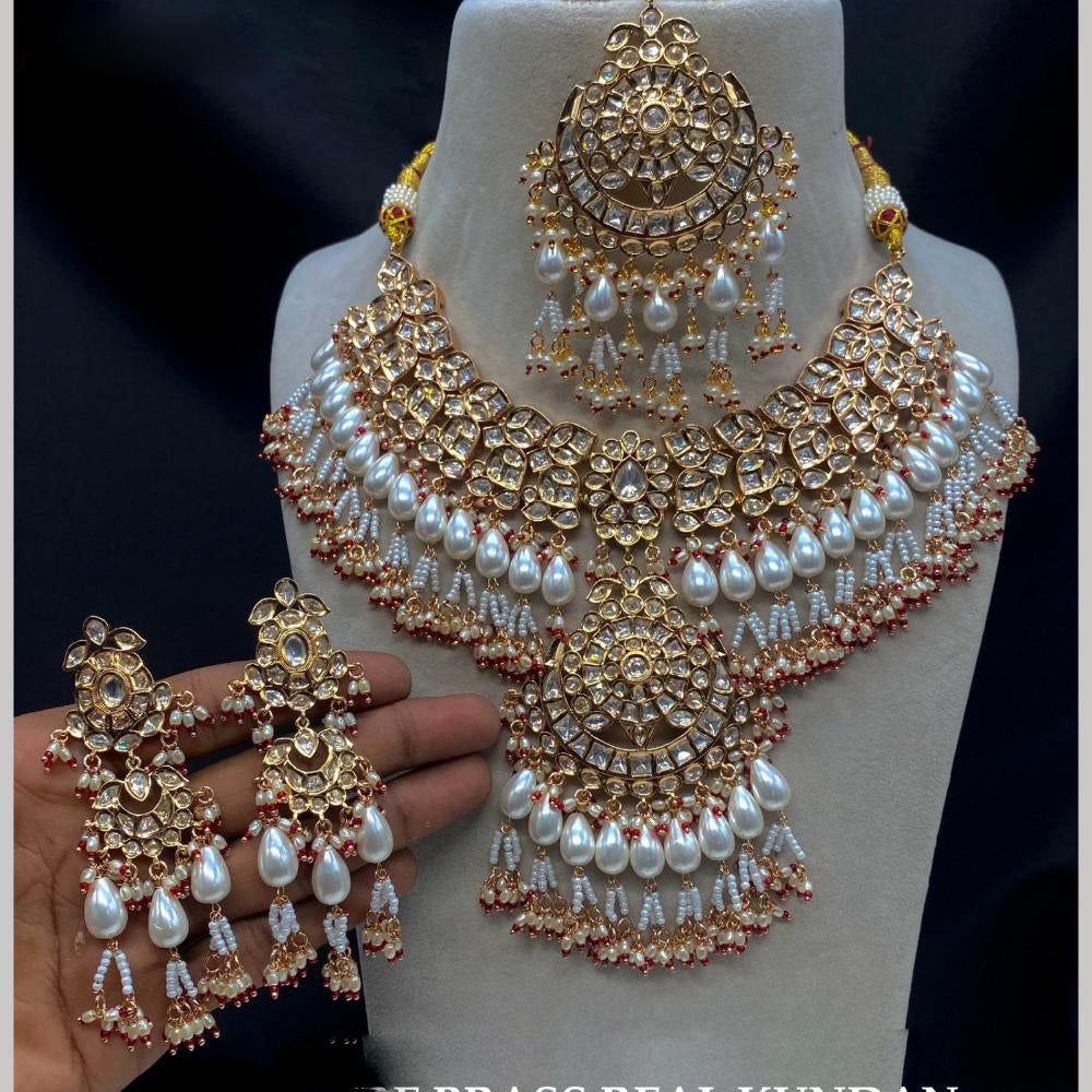 Royal Kundan Jewellery Gold Plated Crystal Stone Necklace Set